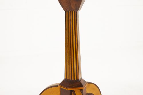 19TH CENTURY FRENCH SATINWOOD AND MAHOGANY MARBLE TOP TABLE - ADDITIONAL PHOTO 3