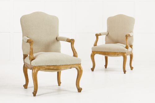 pair of 19th century italian gilt armchairs - CATEGORY: ANTIQUE CHAIRS - DATED 19TH CENTURY