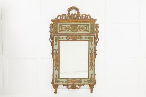 PAIR OF 18TH CENTURY ITALIAN MIRRORS WITH ORIGINAL PAINT AND GILDING - ADDITIONAL PHOTO 1