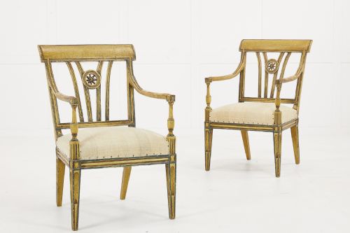 pair of early 20th century french painted chairs - CATEGORY: ANTIQUE CHAIRS - DATED 1910