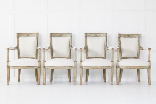 set of four french late 18th century painted armchairs - CATEGORY: ANTIQUE CHAIRS - DATED 18TH CENTURY