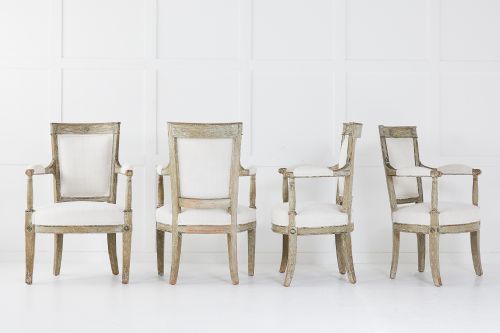 SET OF FOUR FRENCH LATE 18TH CENTURY PAINTED ARMCHAIRS - ADDITIONAL PHOTO 1