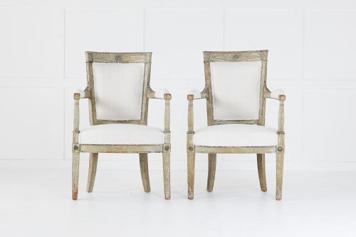pair of french late 18th century painted armchairs - CATEGORY: ANTIQUE CHAIRS - DATED 18TH CENTURY