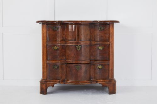 late 19th century dutch burr walnut serpentine commode - CATEGORY: ANTIQUE CHEST OF DRAWERS - DATED 19TH CENTURY