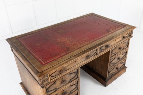 19TH CENTURY ENGLISH GOTHIC OAK DESK - ADDITIONAL PHOTO 6