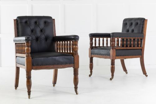 pair of 19th century large scale oak armchairs - CATEGORY: ANTIQUE CHAIRS - DATED 19TH CENTURY