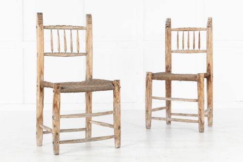 pair of spanish 19th century decorative side chairs - CATEGORY: ANTIQUE CHAIRS - DATED 19TH CENTURY