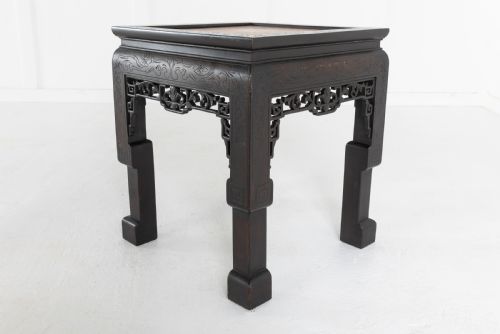 PAIR OF EBONISED CHINESE SIDE TABLES WITH MARBLE TOPS - ADDITIONAL PHOTO 5
