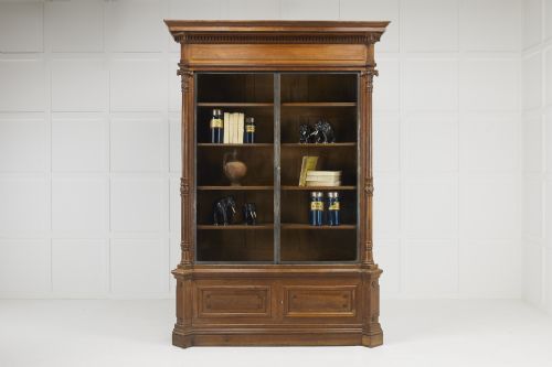 LARGE 19TH CENTURY FRENCH OAK LIBRARY BOOKCASE - ADDITIONAL PHOTO 2