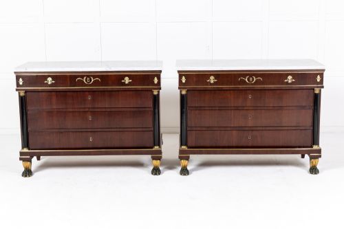 PAIR OF ITALIAN ROSEWOOD INLAID 'EMPIRE' COMMODES C1820 - ADDITIONAL PHOTO 1