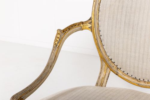 A RARE LATE 18TH CENTURY ENGLISH PAINTED AND PARCEL GILT ARMCHAIR - ADDITIONAL PHOTO 1