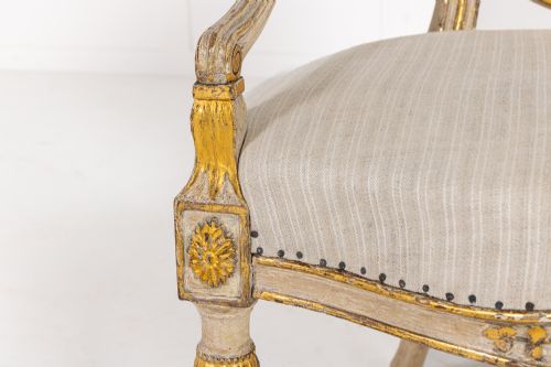A RARE LATE 18TH CENTURY ENGLISH PAINTED AND PARCEL GILT ARMCHAIR - ADDITIONAL PHOTO 2