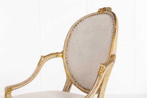 A RARE LATE 18TH CENTURY ENGLISH PAINTED AND PARCEL GILT ARMCHAIR - ADDITIONAL PHOTO 8