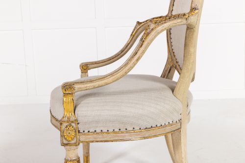 A RARE LATE 18TH CENTURY ENGLISH PAINTED AND PARCEL GILT ARMCHAIR - ADDITIONAL PHOTO 10
