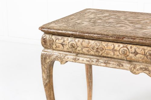 LARGE 19TH CENTURY ENGLISH SILVER GILT GESSO SIDE TABLE - ADDITIONAL PHOTO 1