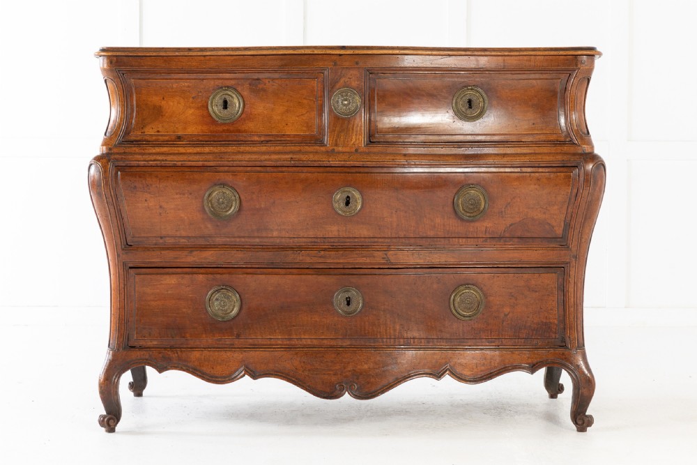 18th Century French Walnut Bombe Commode