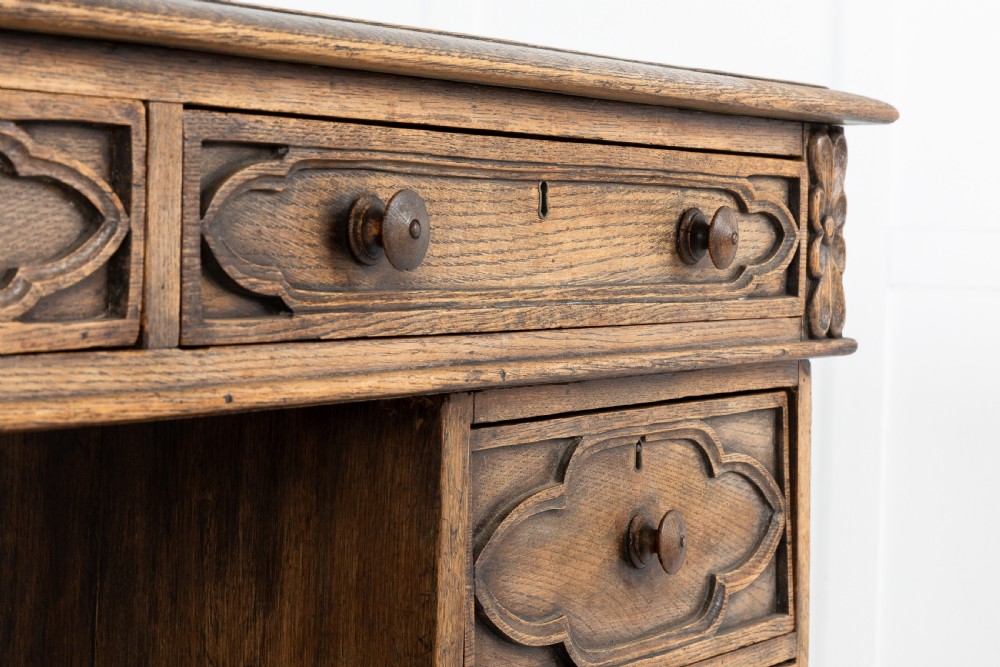 19TH CENTURY ENGLISH GOTHIC OAK DESK View VI
