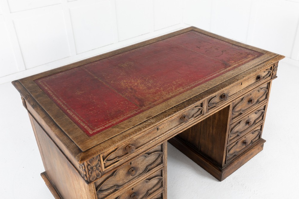 19TH CENTURY ENGLISH GOTHIC OAK DESK View VII