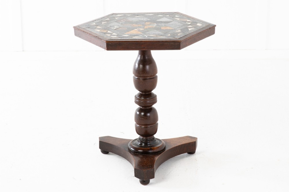 EARLY 19TH CENTURY OAK SPECIMEN MARBLE TOP TABLE View II