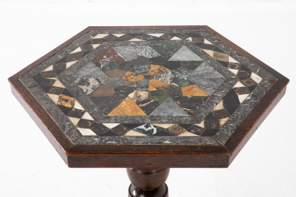 EARLY 19TH CENTURY OAK SPECIMEN MARBLE TOP TABLE View III