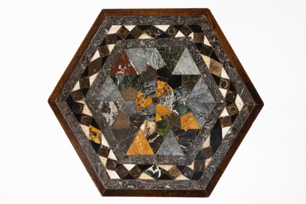 EARLY 19TH CENTURY OAK SPECIMEN MARBLE TOP TABLE View IV