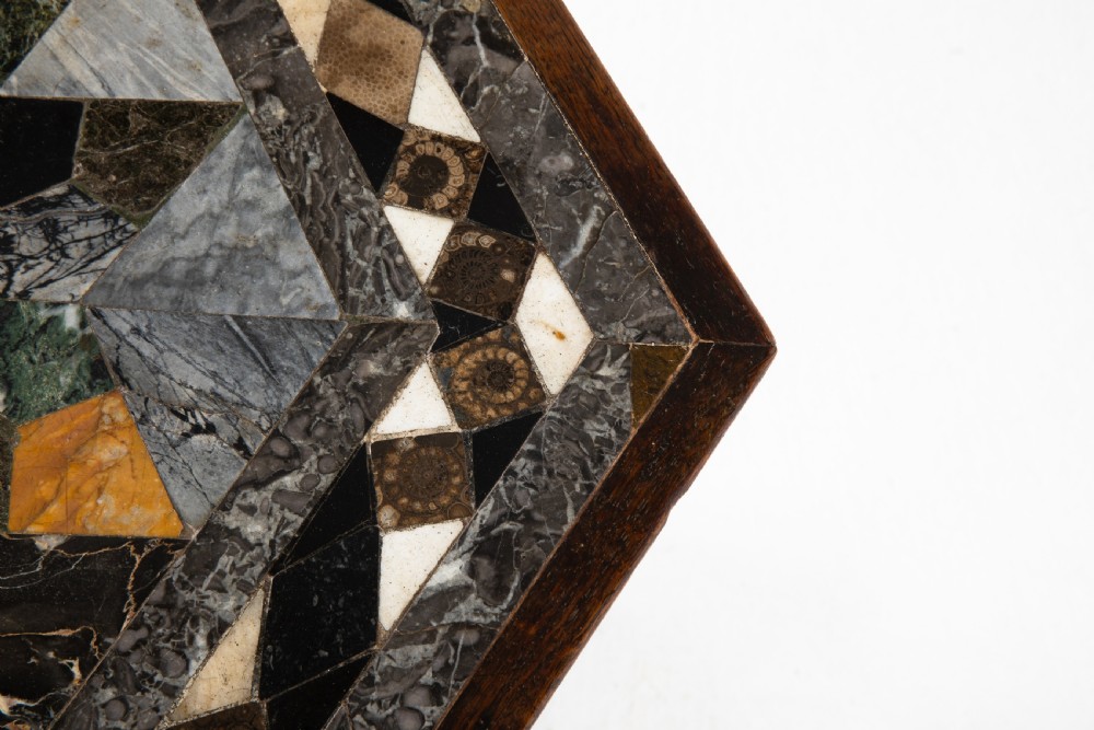 EARLY 19TH CENTURY OAK SPECIMEN MARBLE TOP TABLE View VI