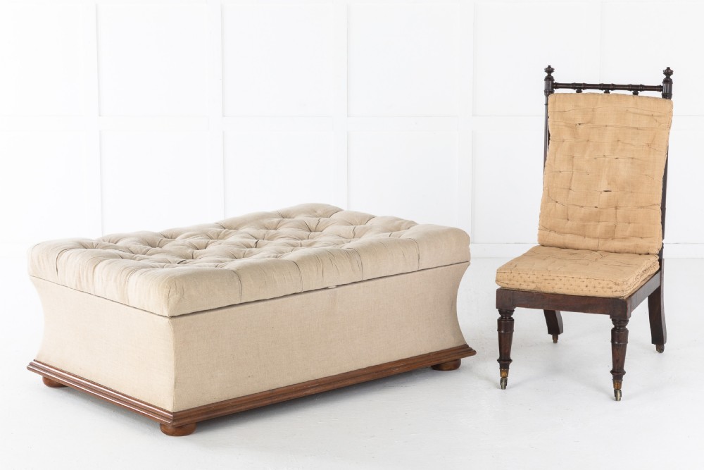 LARGE 19TH CENTURY VICTORIAN MAHOGANY OTTOMAN