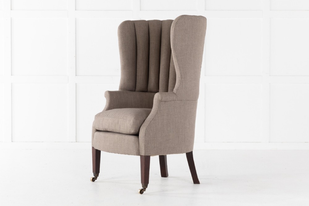Late 19th Century English Mahogany Barrel Back Wing Chair