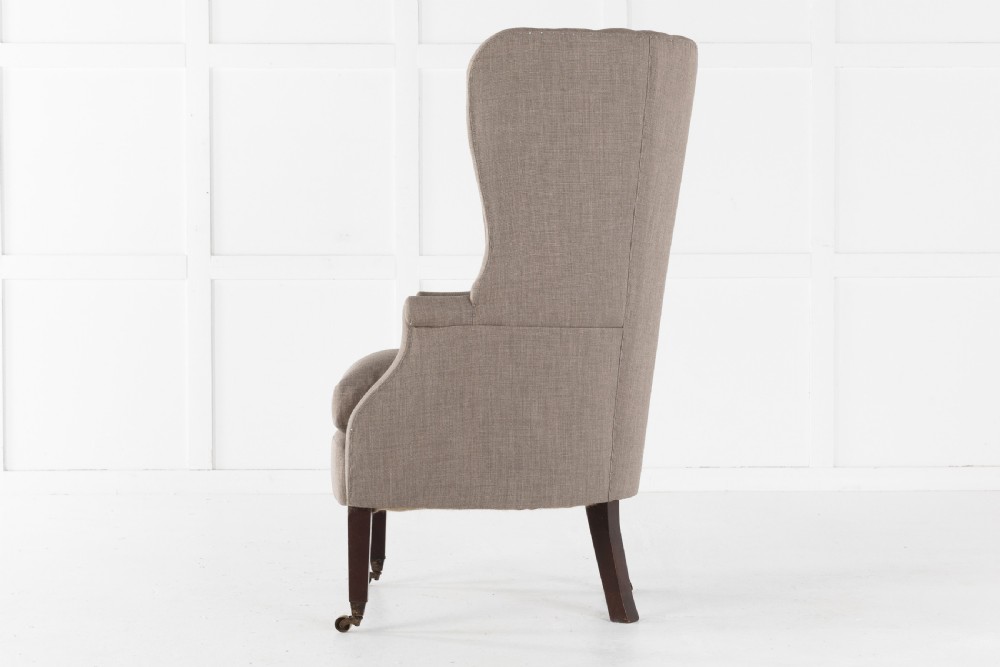 Late 19th Century English Mahogany Barrel Back Wing Chair View III