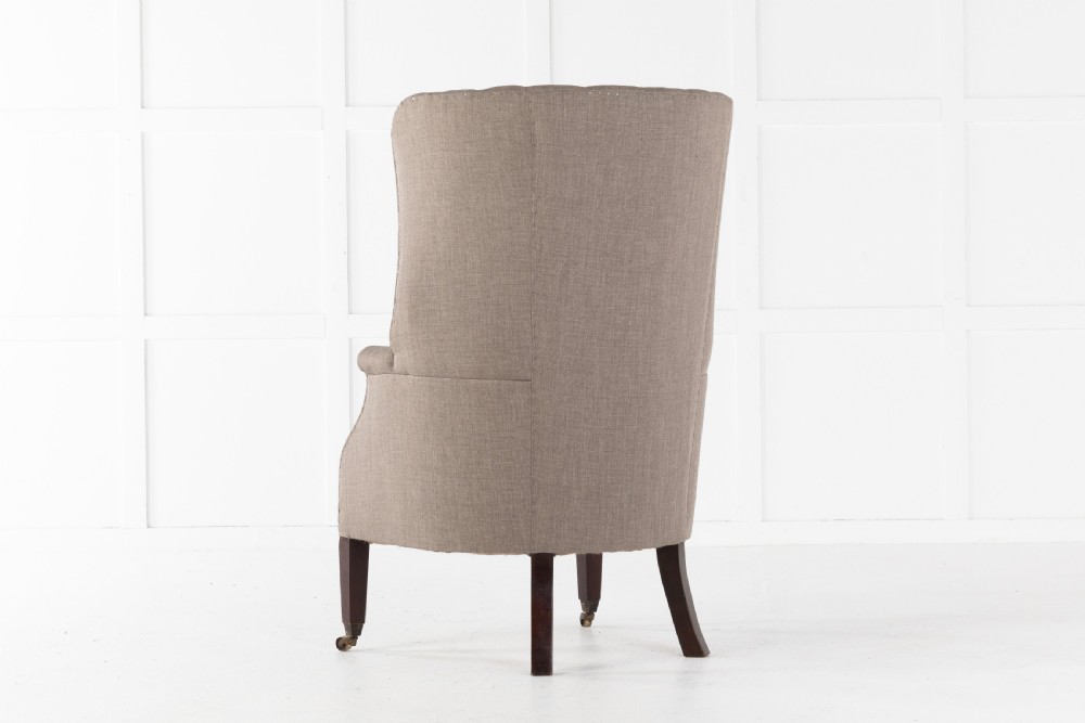 Late 19th Century English Mahogany Barrel Back Wing Chair View IV