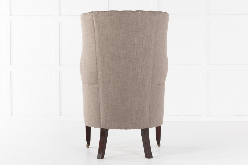 Late 19th Century English Mahogany Barrel Back Wing Chair View V