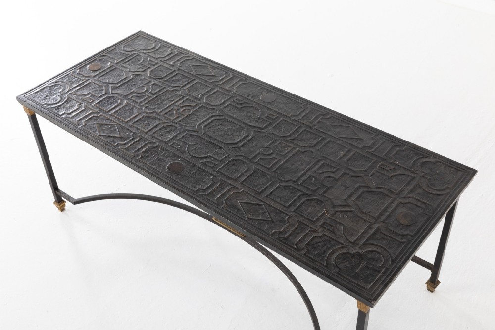 1950S SLATE AND IRON COFFEE TABLE