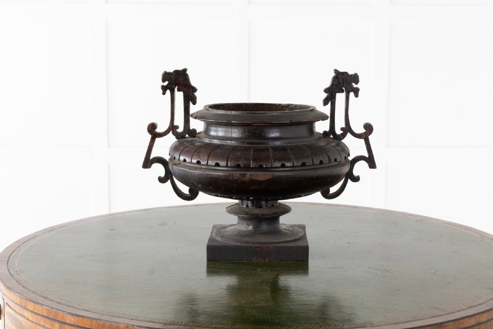 19th Century English Carved Oak Urn