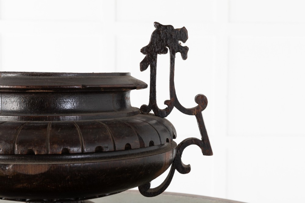 19th Century English Carved Oak Urn View II