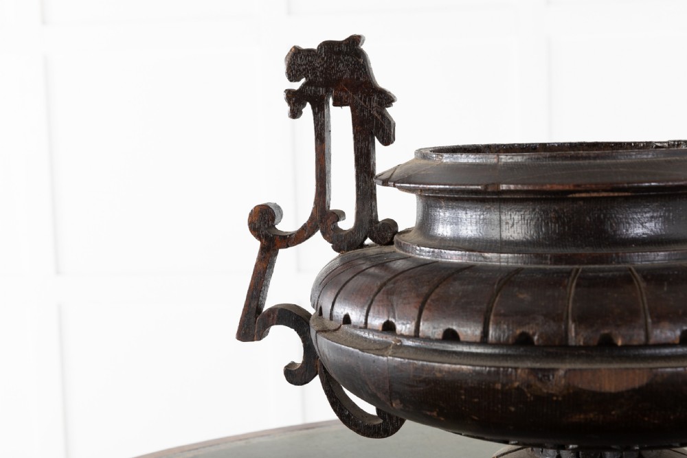 19th Century English Carved Oak Urn View III