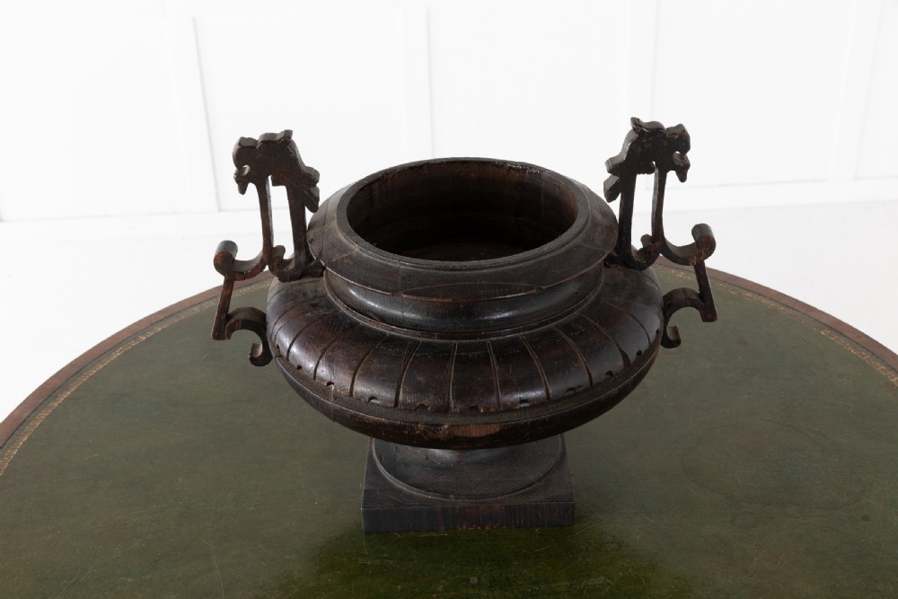 19th Century English Carved Oak Urn View IV
