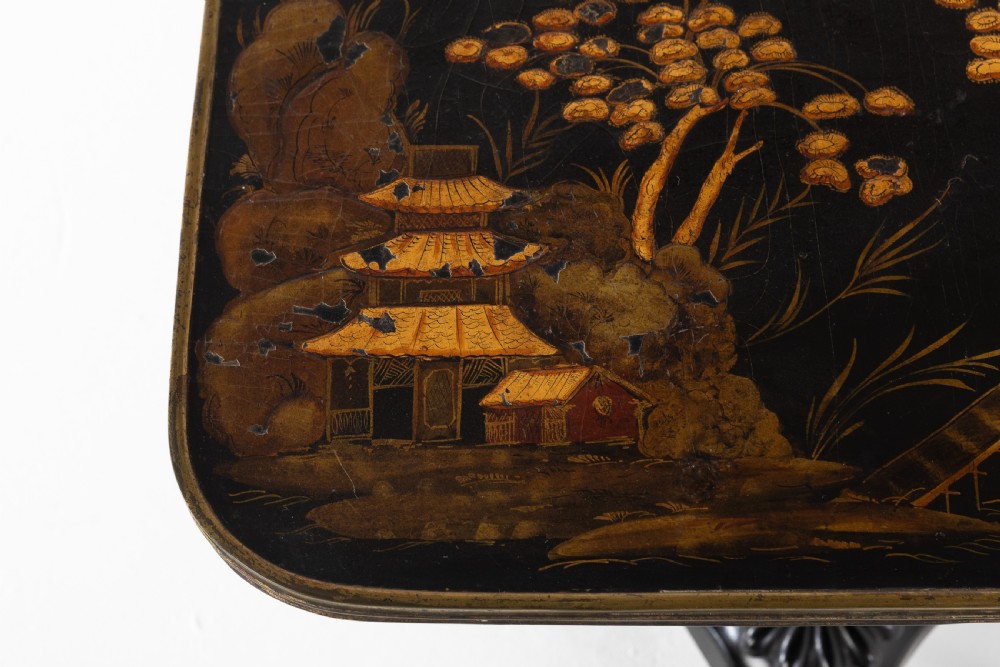 19th Century Regency Chinoiserie Lacquered Occasional Table View V