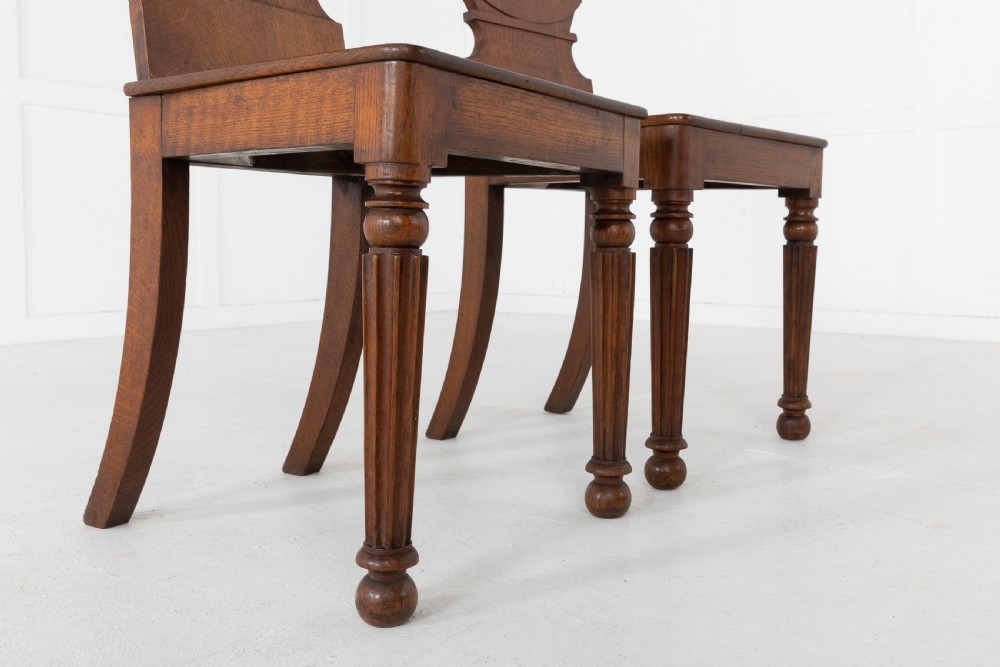 Pair of 19th Century Oak Hall Chairs View II