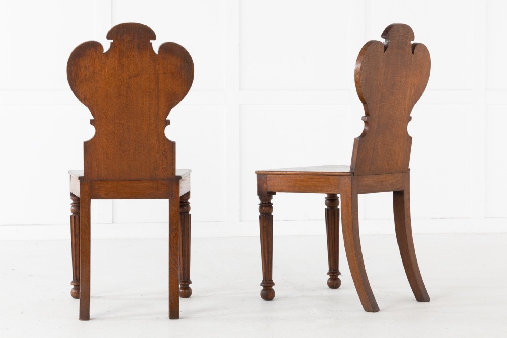 Pair of 19th Century Oak Hall Chairs View V