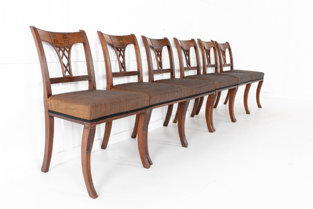 Set of Eight 19th Century Regency Mahogany Dining Chairs View II