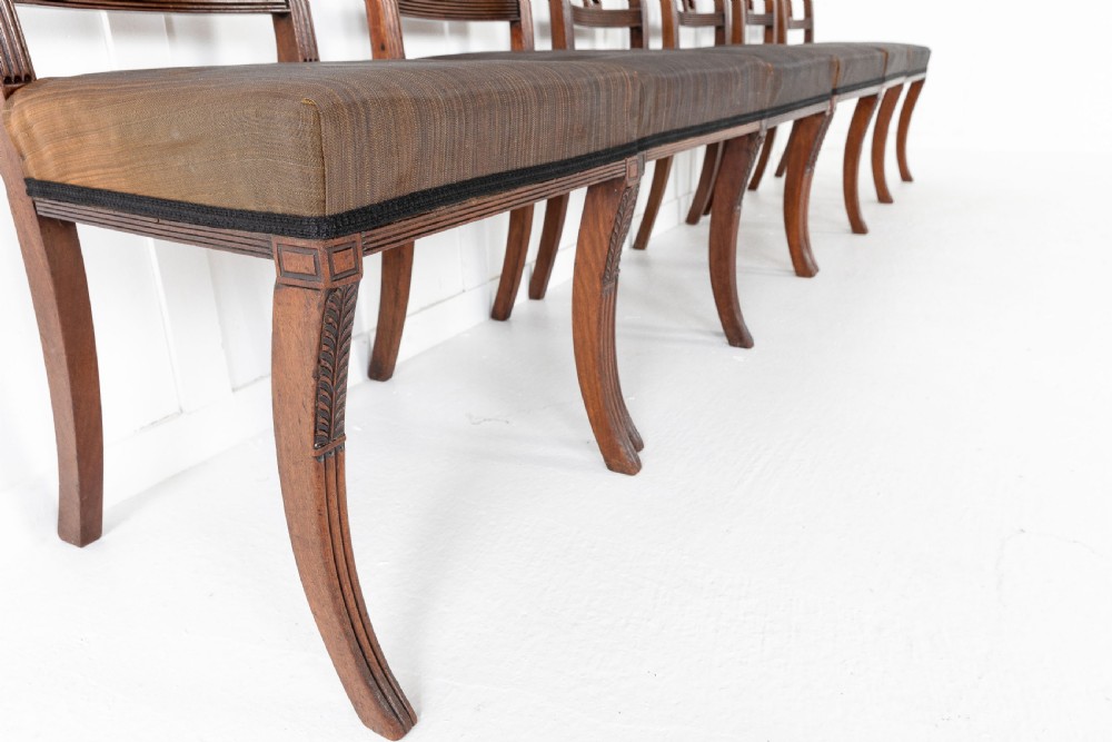 Set of Eight 19th Century Regency Mahogany Dining Chairs View V
