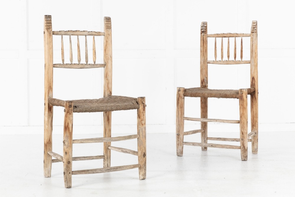 Pair of Spanish 19th Century Decorative Side Chairs