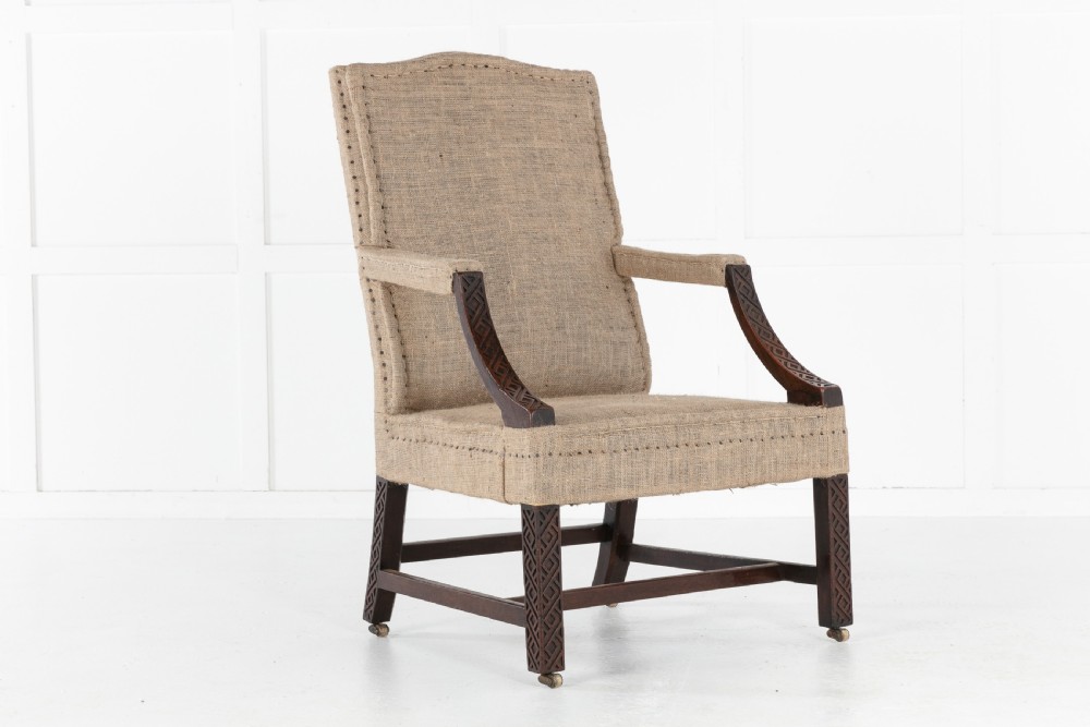 English 18th Century George III Mahogany Gainsborough Chair