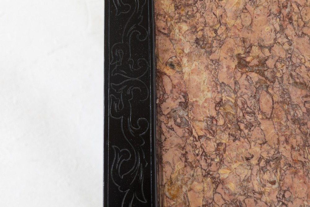 Pair of Ebonised Chinese Side Tables with Marble Tops View III