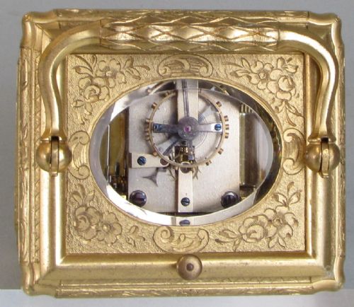 DROCOURT PARIS AN ENGRAVED GORGE CARRIAGE CLOCK - ADDITIONAL PHOTO 3