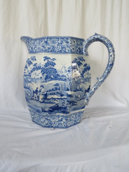 MASSIVE BLUE WHITE STAFFORDSHIRE JUG