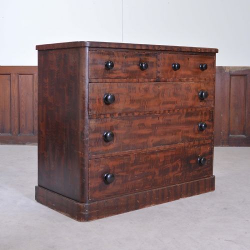 19TH CENTURY HAND PAINTED SCUMBLED PINE CHEST OF DRAWERS - ADDITIONAL PHOTO 6