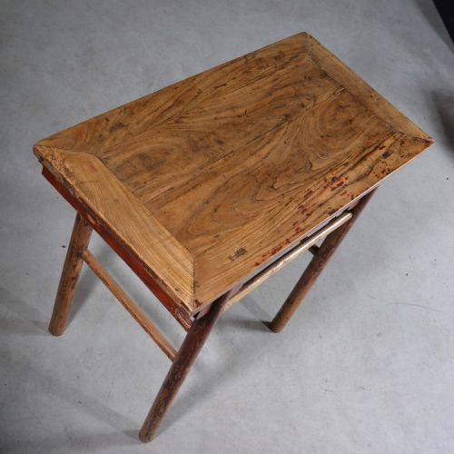 CHINESE RED LACQUER ELM HALF TABLE - ADDITIONAL PHOTO 4