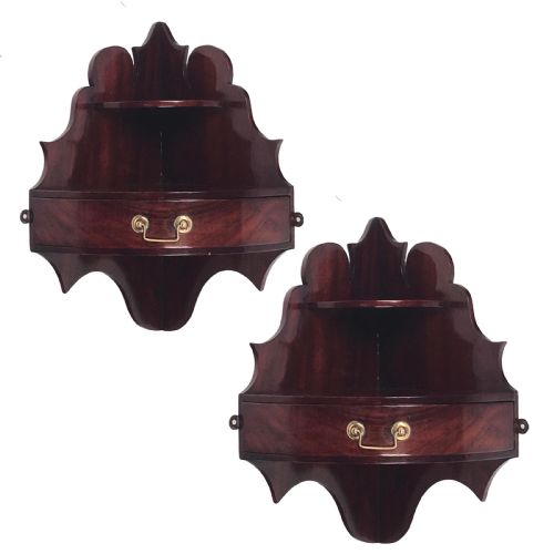 PAIR OF ANTIQUE WEST AFRICAN PADOUK CORNER SHELVES - ADDITIONAL PHOTO 1