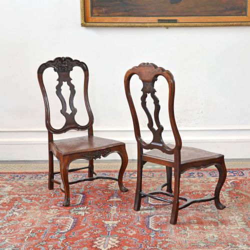 PAIR 18TH CENTURY PORTUGUESE TALLBACK ROSEWOOD SIDE CHAIRS - ADDITIONAL PHOTO 1